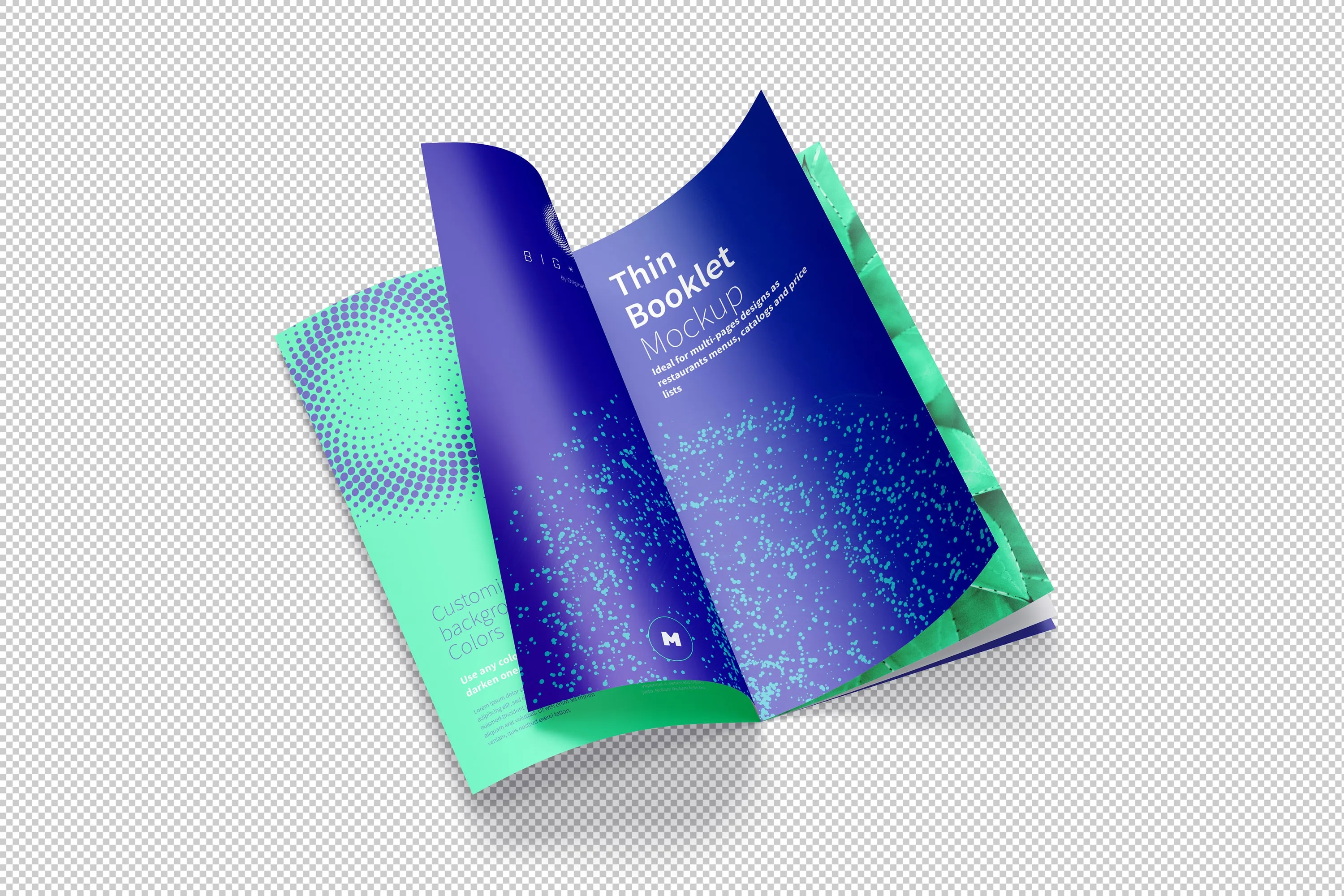 企业品牌宣传册设计翻页效果样机模板02 Thin Booklet Mockup 02插图(4)