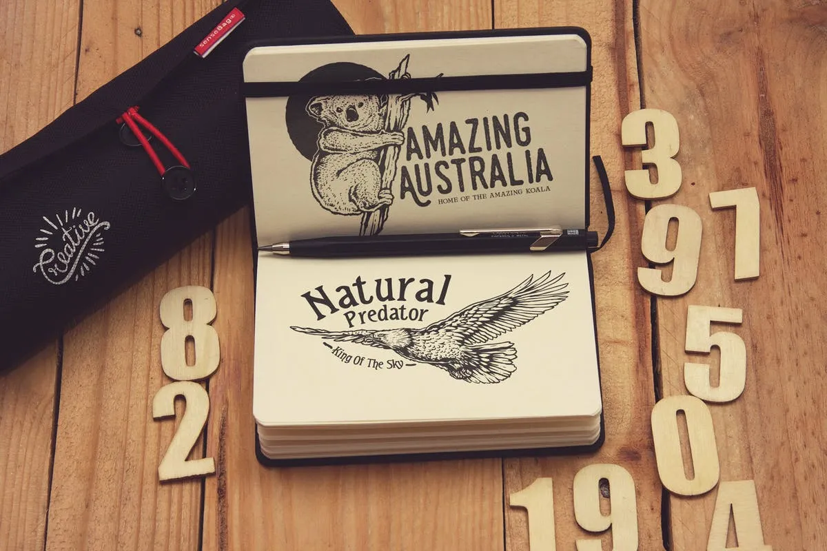 袖珍笔记本写生作品预览样机素材库精选模板v1 Pocket Notebook Writing Sketch插图