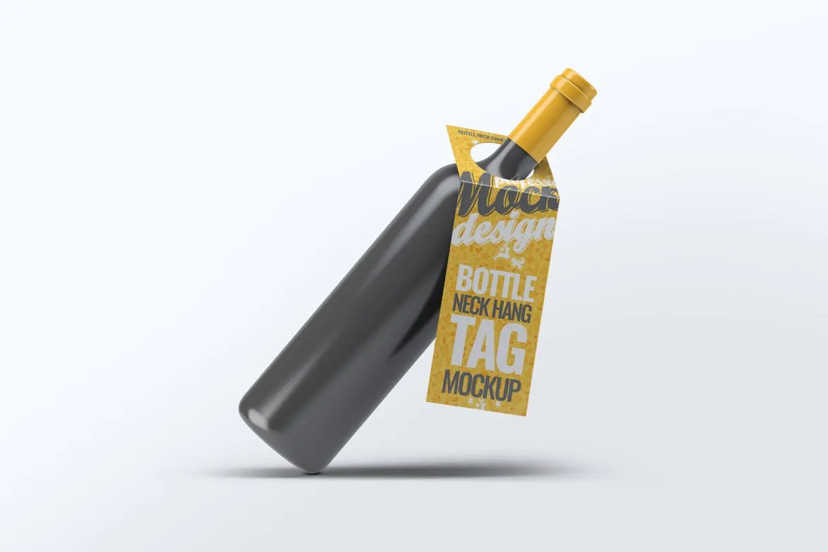 多角度的高品质逼真质感的红酒葡萄酒包装设计瓶颈衣架标签模拟VI样机展示模型mockups插图(2)