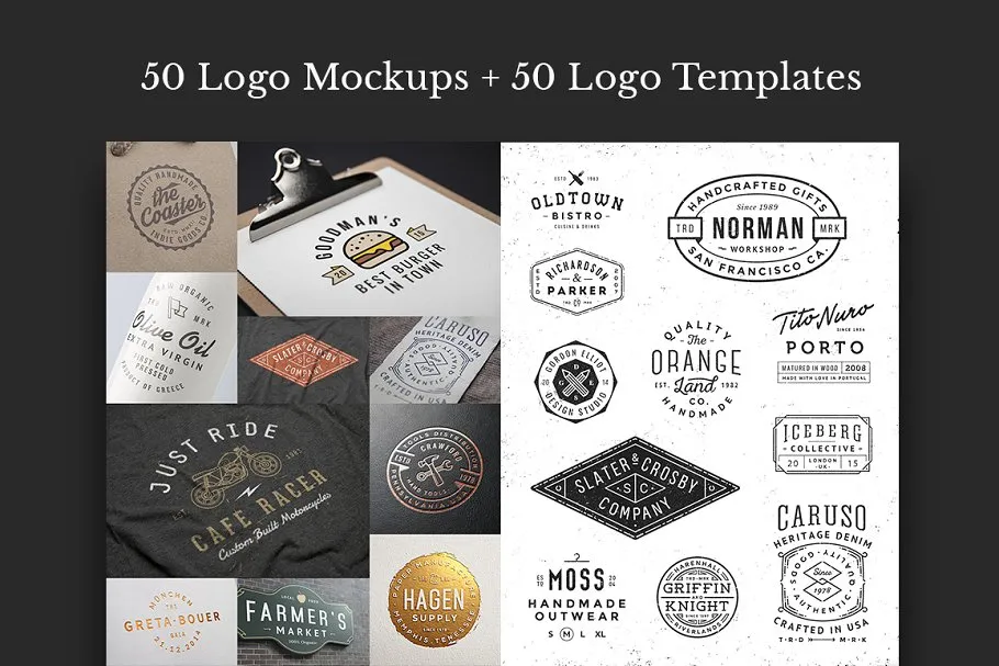 50+ Logo样机amp;模板合集[2.32GB] 50 Logo Mock-ups + 50 Logo Templates