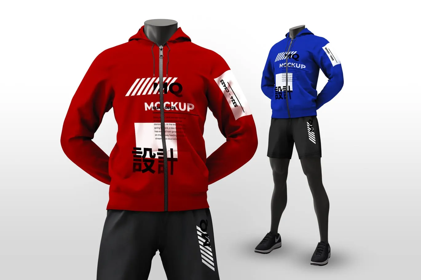 男性塑胶模特连帽运动服展示样机素材库精选模板 Male Mannequin Mockups Hoodie – Standing Pose插图