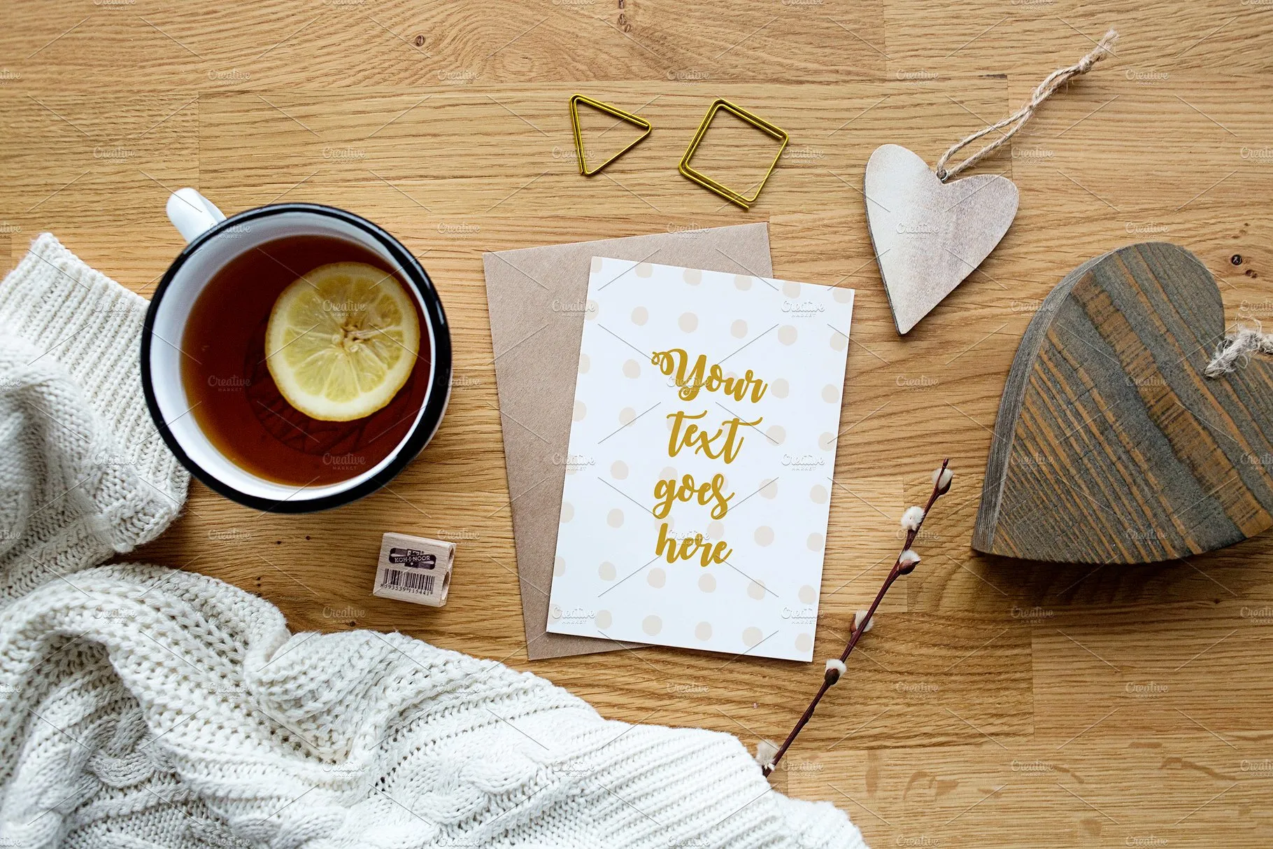 高品质的优雅邀请函婚礼请帖样机展示模型mockups插图(3)