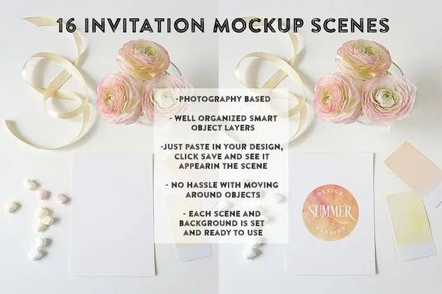 婚礼请帖/邀请函/贺卡样机 Invitation / Greeting card Mockup插图(1)