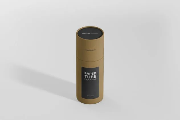 茶叶/咖啡高纸筒包装设计样机模板 Paper Tube Packaging Mockup – Slim Short插图(3)