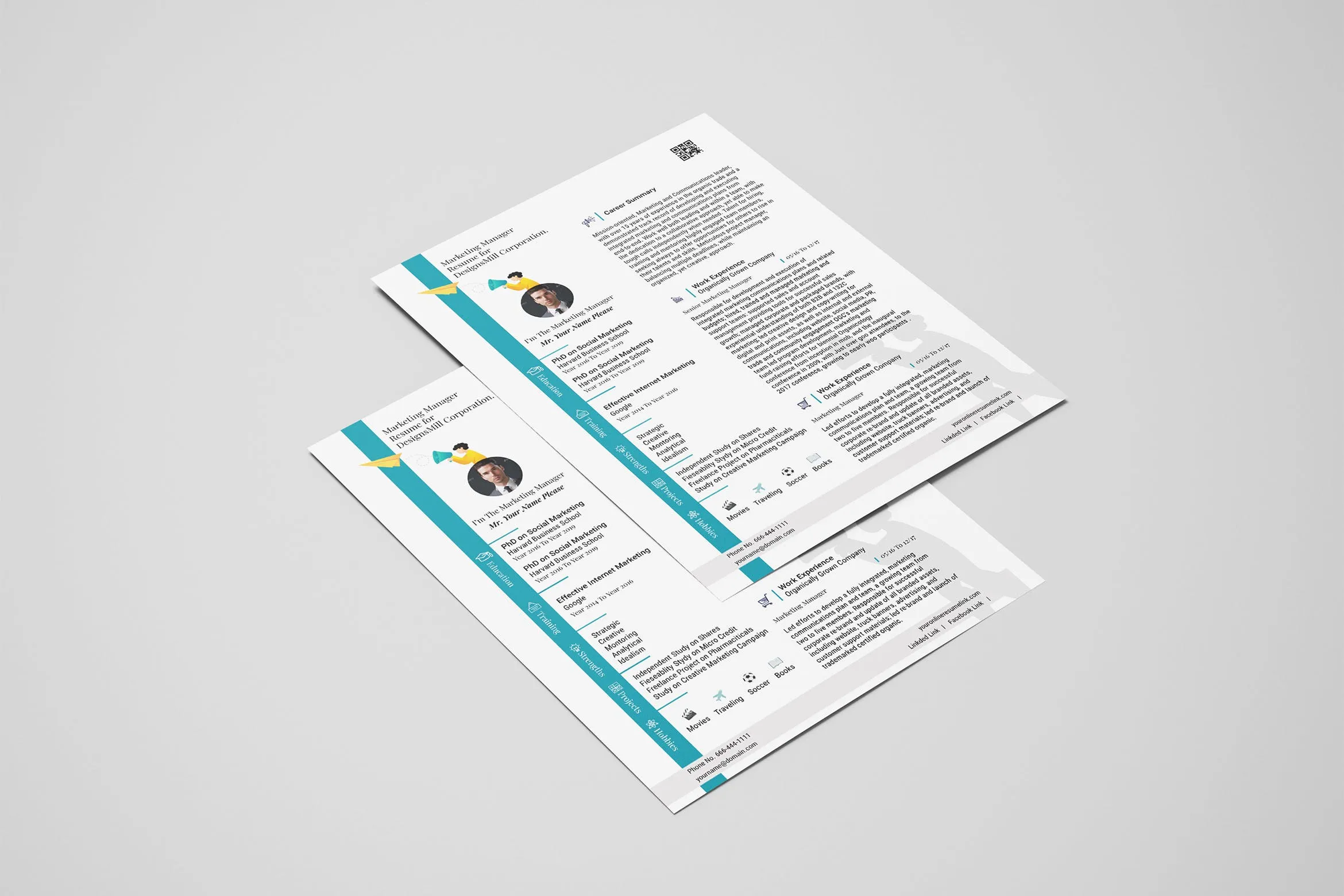 营销经理单页像素设计精选简历模板 Marketing Manager Resume