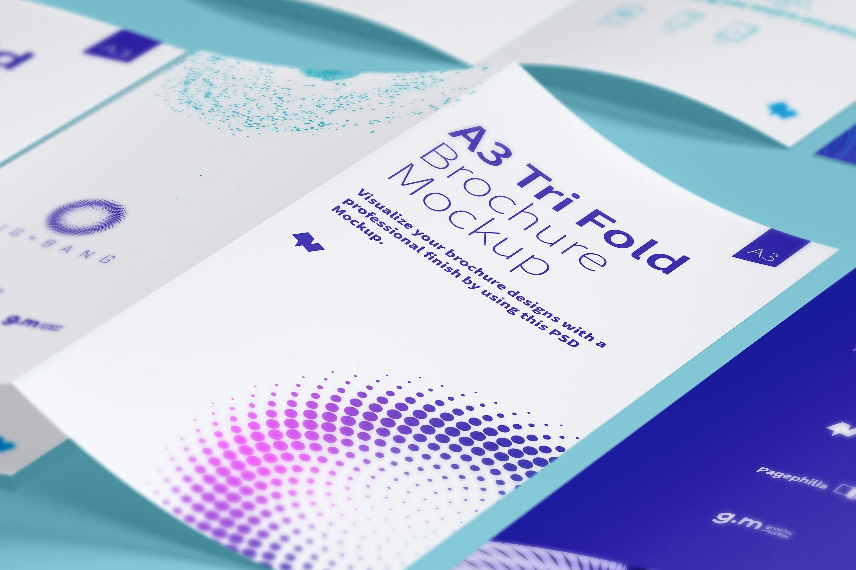 A3尺寸大小三折页小册子传单设计预览样机04 A3 Trifold Brochure Mockup 04插图(3)