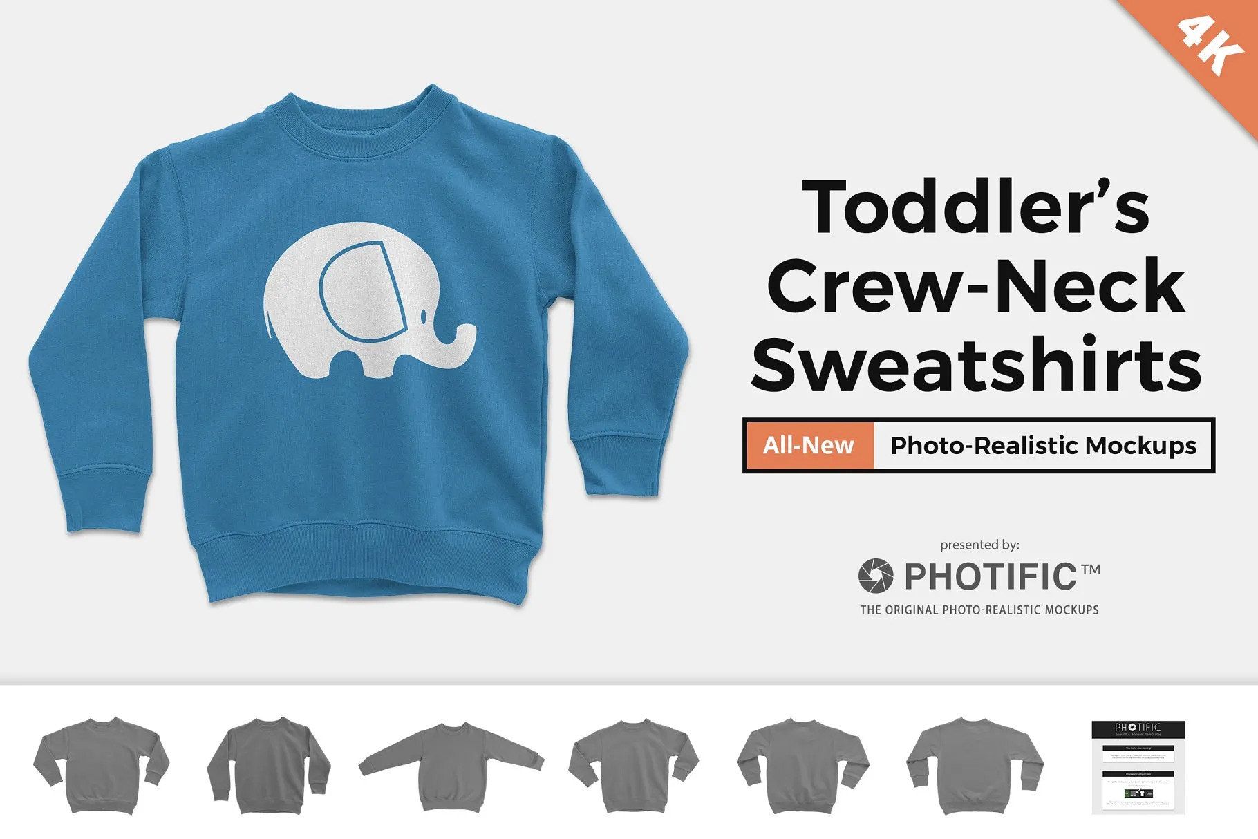 幼童长袖毛衣样机模板 Toddler#8217;s Crew Neck Sweater Mockups