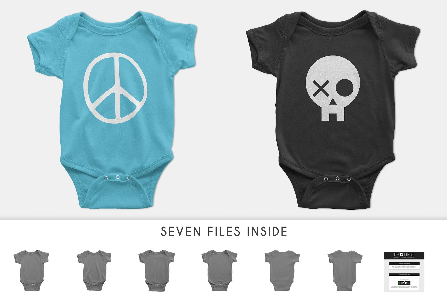 婴儿连体睡衣样机 Infant Lap Shoulder Onesie Mockups插图(2)