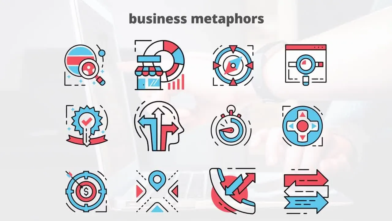 现代创意的商业隐喻平面动画图标像素设计精选AE模板