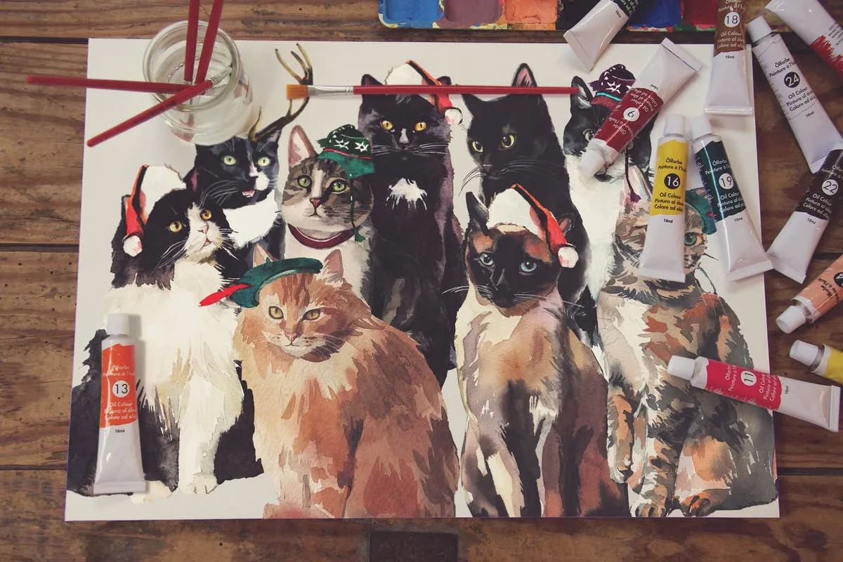 画室创作场景画纸样机模板v4 Paper Horitzontal插图