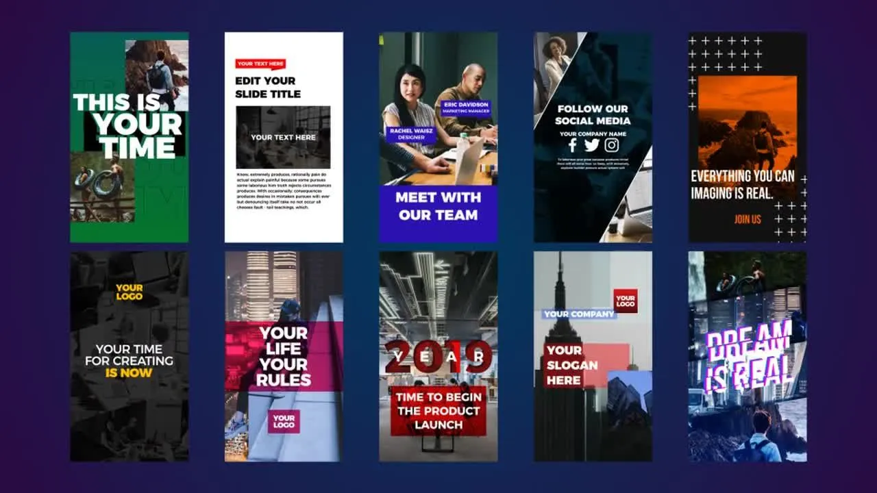 垂直竖屏时尚动画像素设计精选AE模板