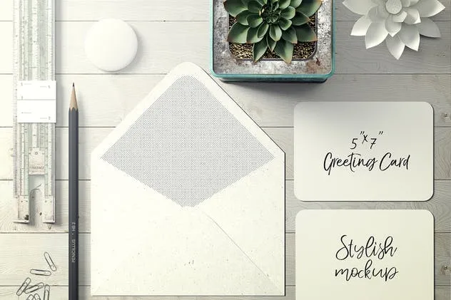 7×5圆角邀请函/贺卡样机套装1 7×5 Rounded Corners Greeting Card Mockup Set 1插图(4)