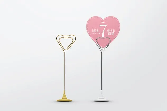 婚礼宴会桌子号码牌设计样机 Table Card Holder Mockups插图(5)