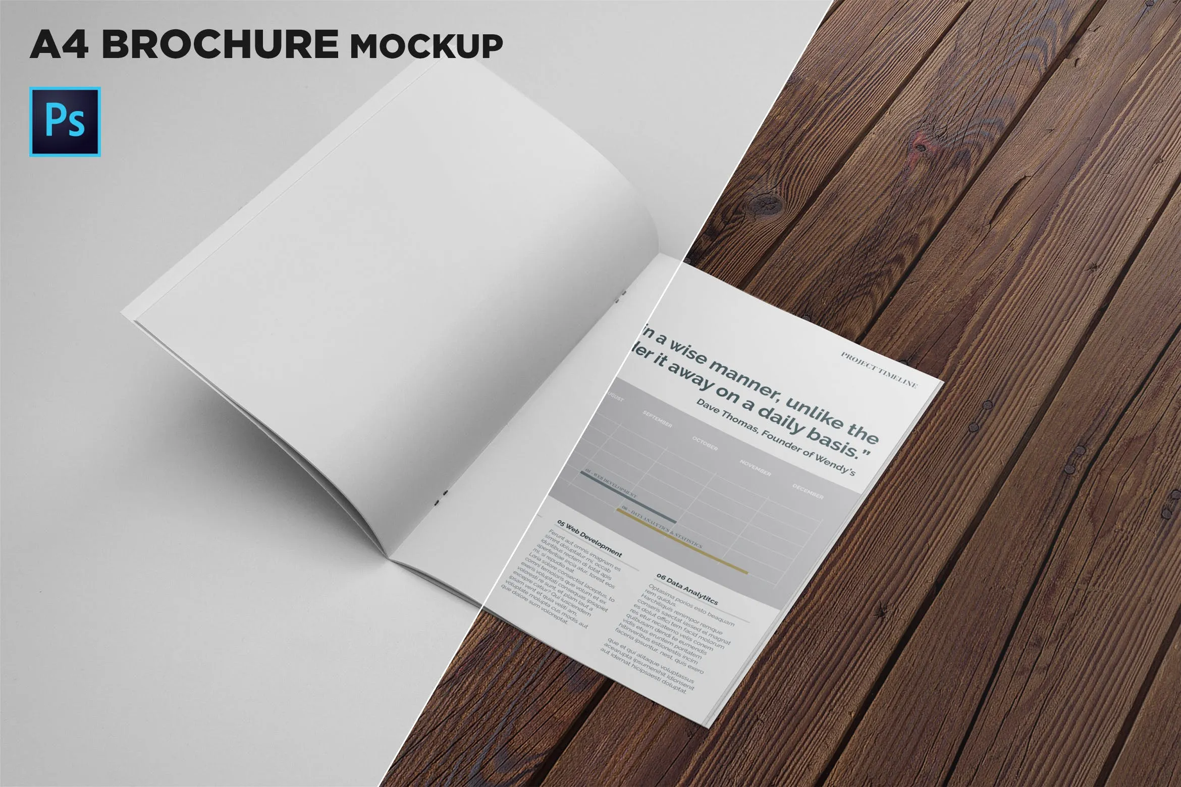 A4尺寸企业/品牌宣传册折叠页效果图样机像素设计精选 A4 Brochure Mockup Folded Page