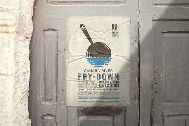 胶合效果广告海报设计样机 Poster Glued Effect Mockups插图(4)