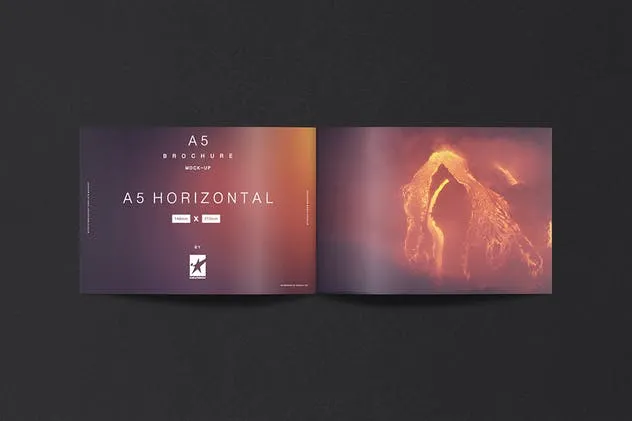 A5尺寸规格宣传册设计平铺视觉样机模板 Bi-Fold A5 Horizontal Brochure Mock-Ups Vol.1插图(14)