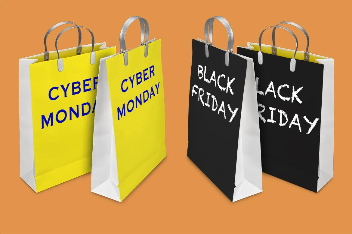 网络星期一&黑色星期五促销日购物袋设计样机02 Business days mockup_02插图(2)