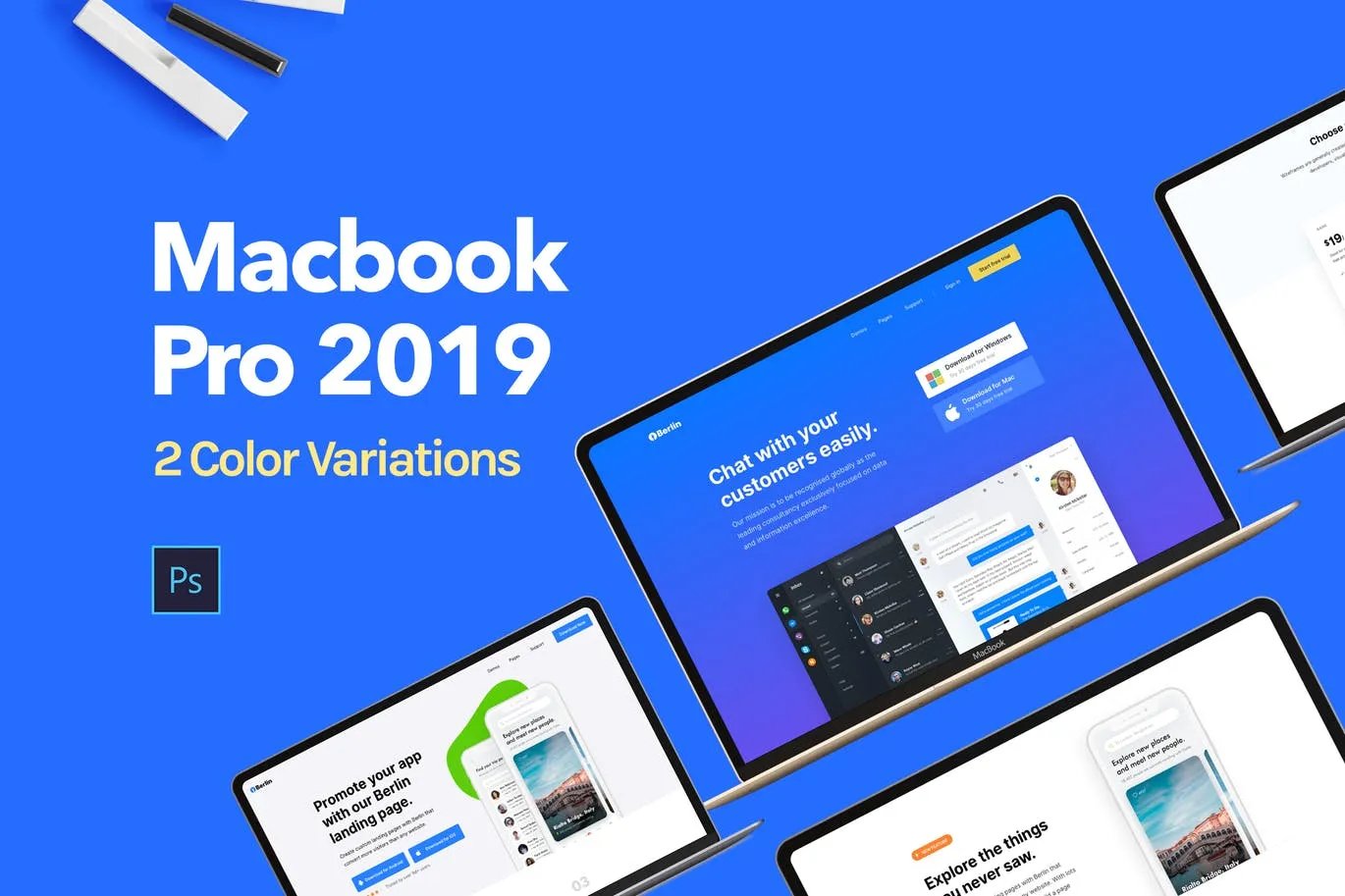 Apple MacBook 2019笔记本电脑屏幕预览样机模板 Apple Macbook 2019 Mockup