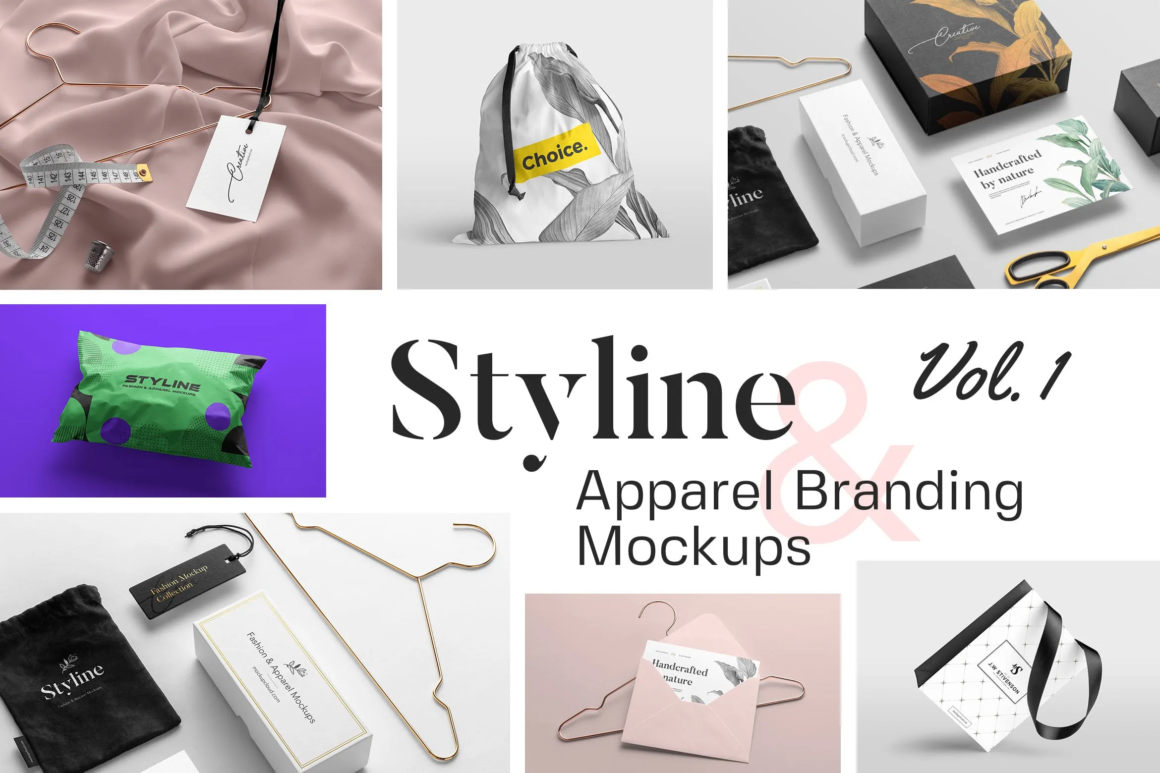 Styline系列时尚服饰品牌VI设计像素设计精选套装v1 Styline – Fashion and Apparel Mockups vol 1
