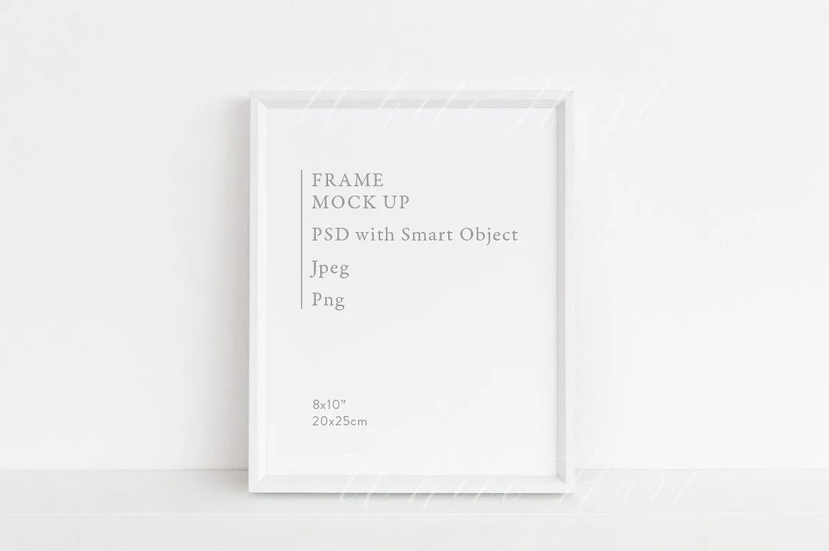 极简主义画框相框样机模板 Minimal white frame mock up – 8×10"插图