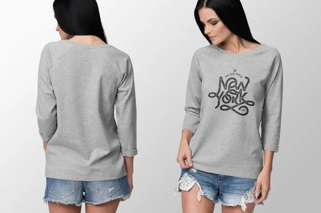 女士长袖T恤模特上身效果样机模板v10 Ultimate Apparel Mockup Vol. 10插图(3)