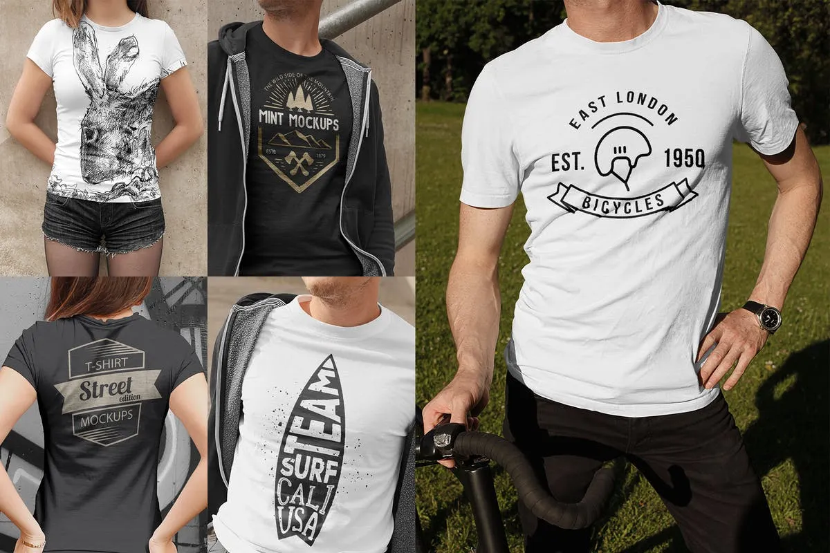 街景拍摄T恤样机模板 T-Shirt Mockups Street Edition