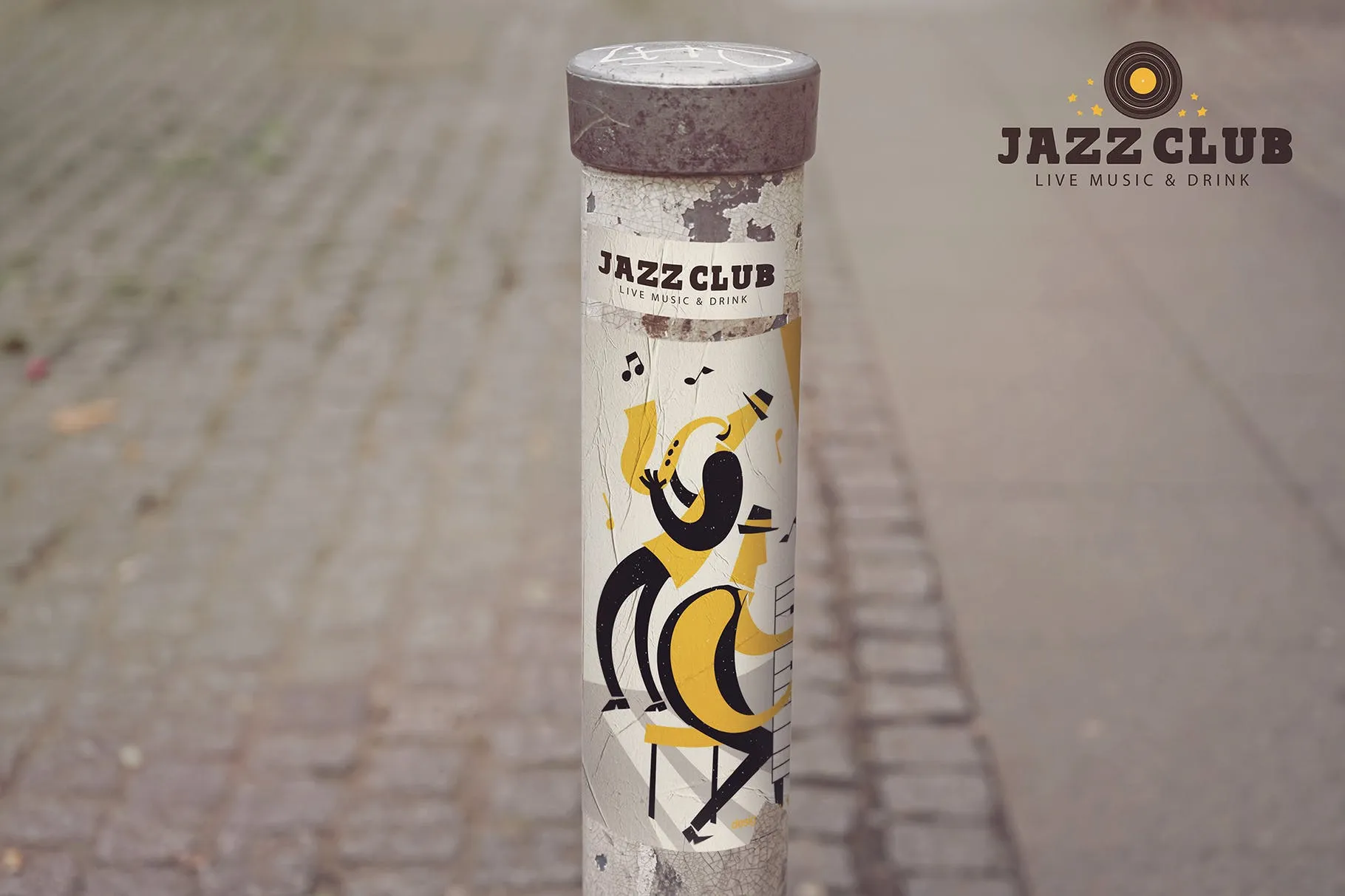 城市圆柱标志/海报张贴效果样机模板 Urban Sign Mockup插图(1)