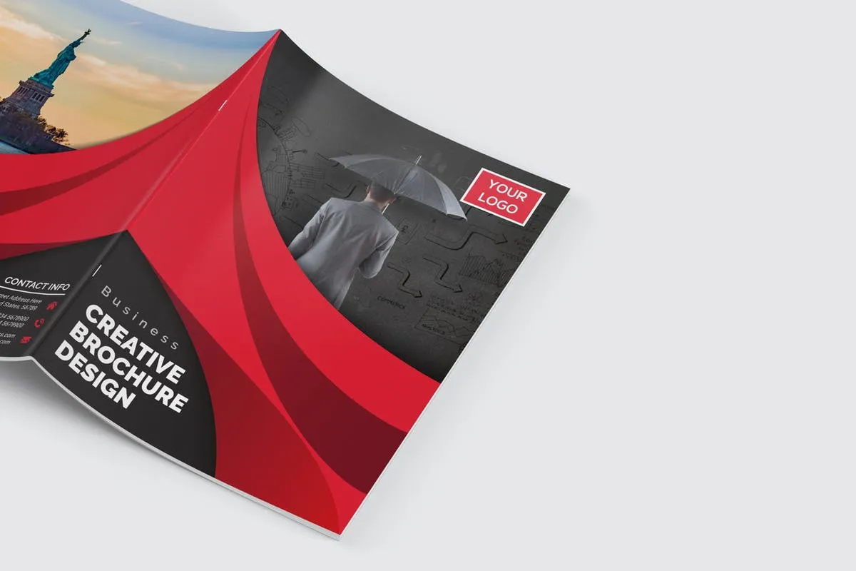 简单易用企业宣传小册画册设计EPS模板 Bifold Brochure