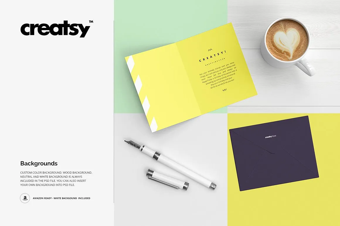 4种不同规格贺卡样机模板 Greeting Cards 4 Sizes Mockup Set插图(5)