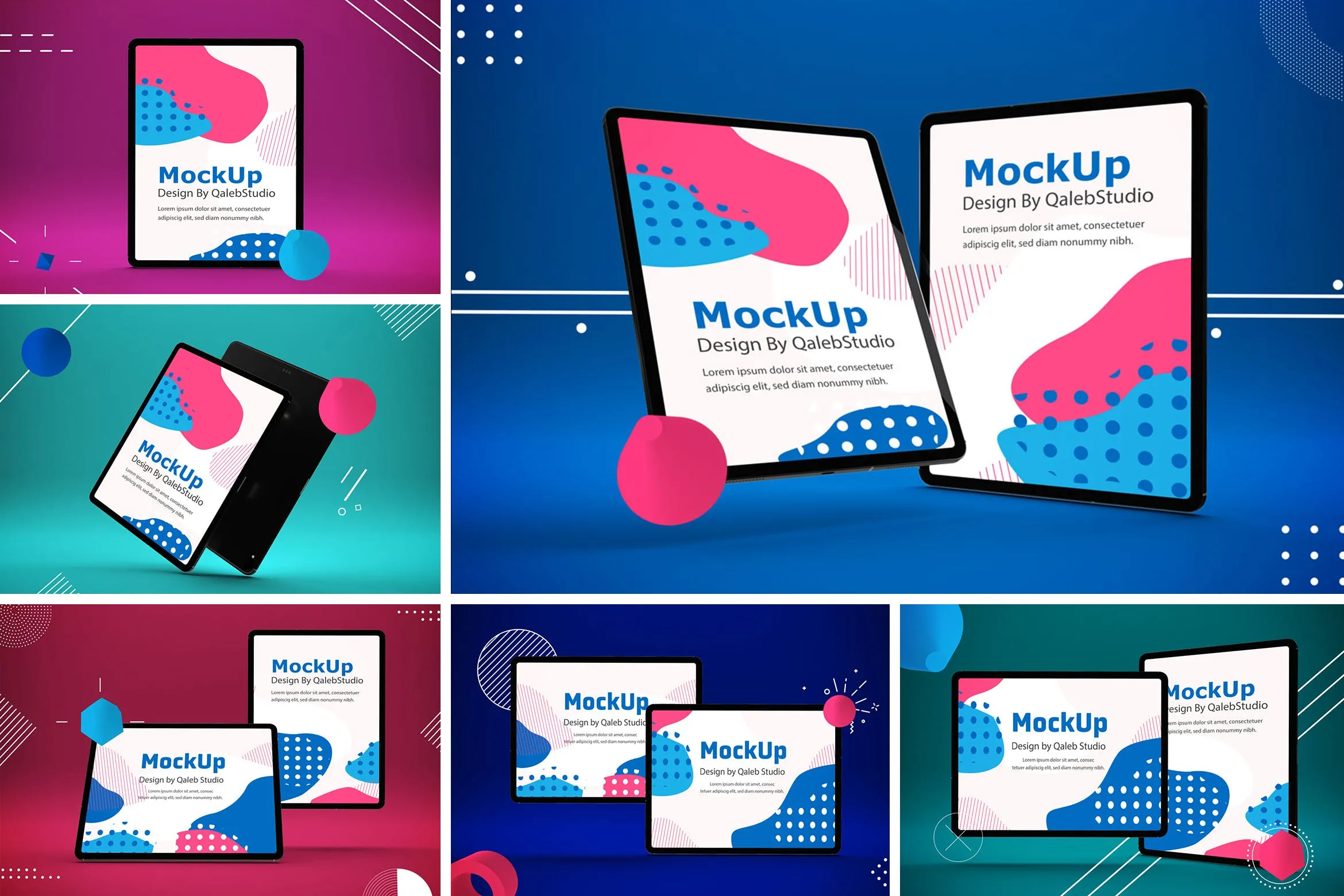 iPad Pro平板电脑UI设计屏幕预览效果图样机 Abstract iPad Pro Mockup