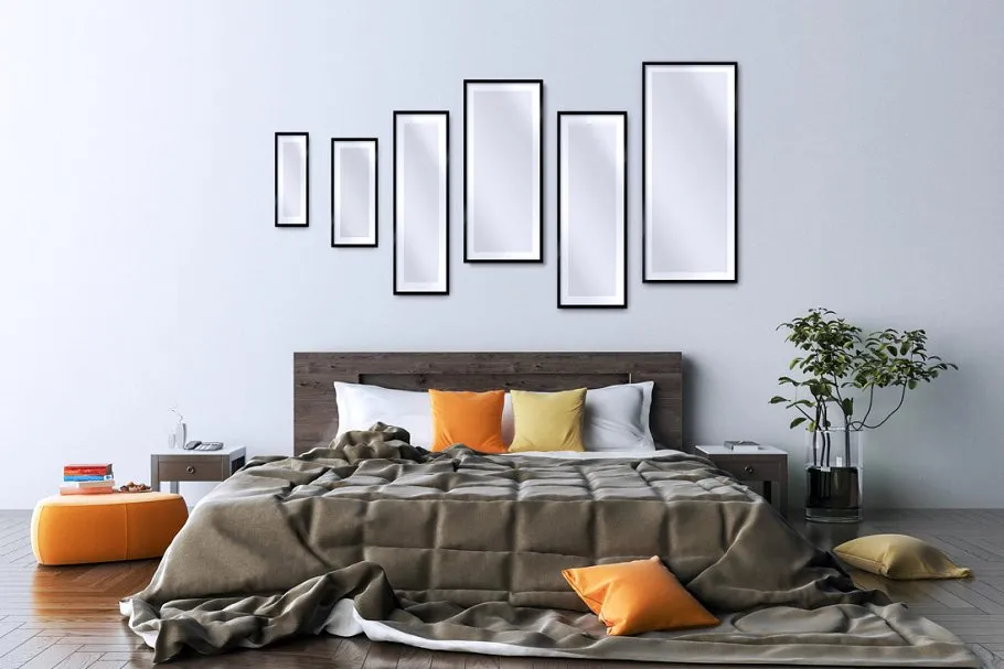 卧室&客厅相框画框样机大合集 10 x Interior Backgrounds 03插图(2)