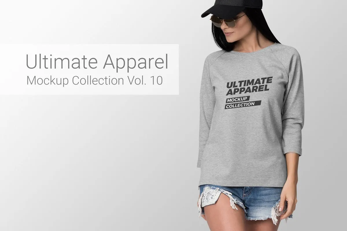 女士长袖T恤模特上身效果样机模板v10 Ultimate Apparel Mockup Vol. 10
