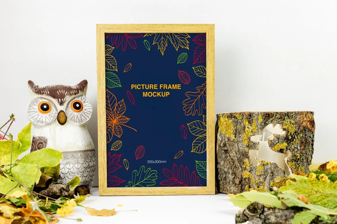 带有秋天秋季树叶落叶场景的海报宣传单DM设计VI样机展示模型mockups插图(1)