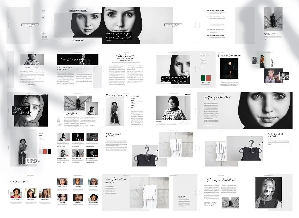 现代简约设计风格横版产品手册/画册设计模板 Lookbook Landscape插图(9)