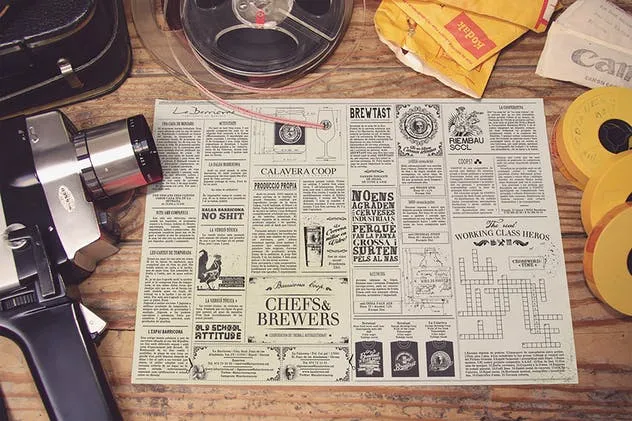 海报设计俯视效果图样机模板 Horizontal Poster Mockup插图(1)