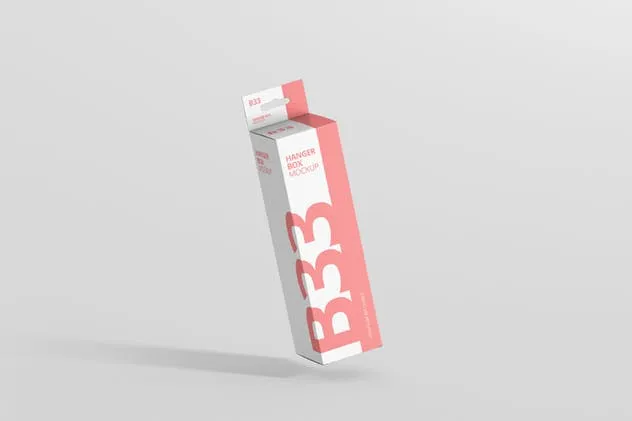 带挂钩的矩形尺寸牙膏包装盒子样机 Box Mockup – High Slim Rectangle Size with Hanger插图(1)