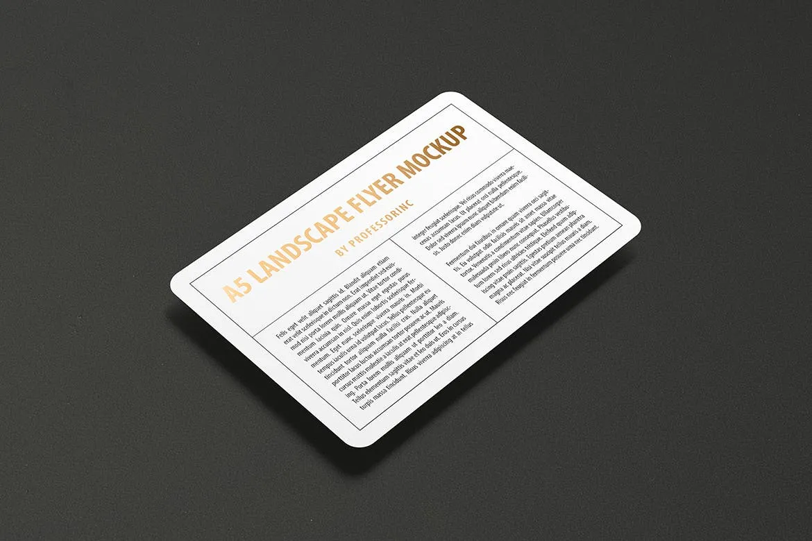 A5尺寸规格圆角宣传单印刷效果图样机素材库精选 A5 Landscape Round Corner Flyer Mockup插图(11)