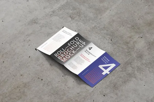 四折页迷你DL传单小册子样机模板 Roll-Fold Brochure Mockup – DL DIN Lang插图(9)