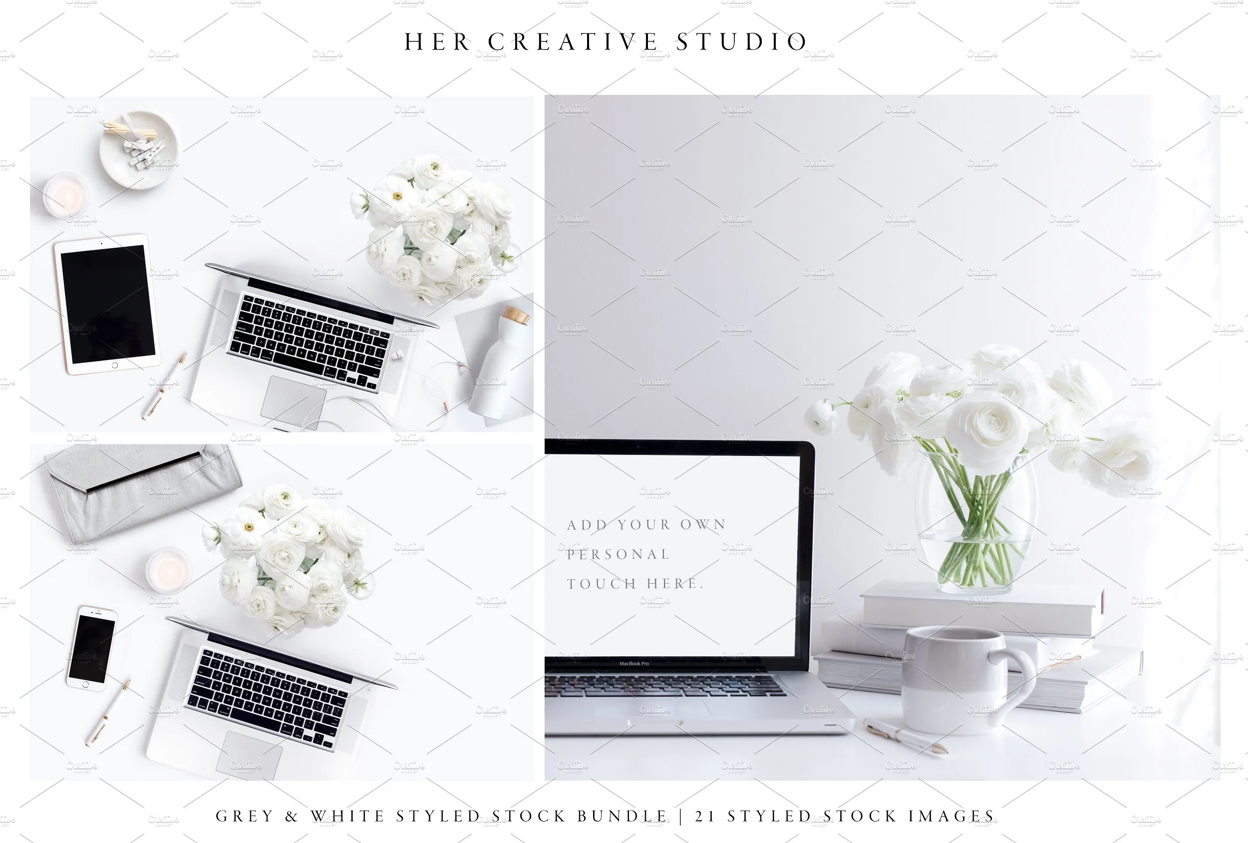 现代简约风格灰白配色场景模板 White & Grey Styled Stock Bundle插图(1)