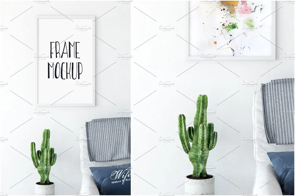 居家室内相框画框样机 Scandi Interior Frame Mockup – 03插图