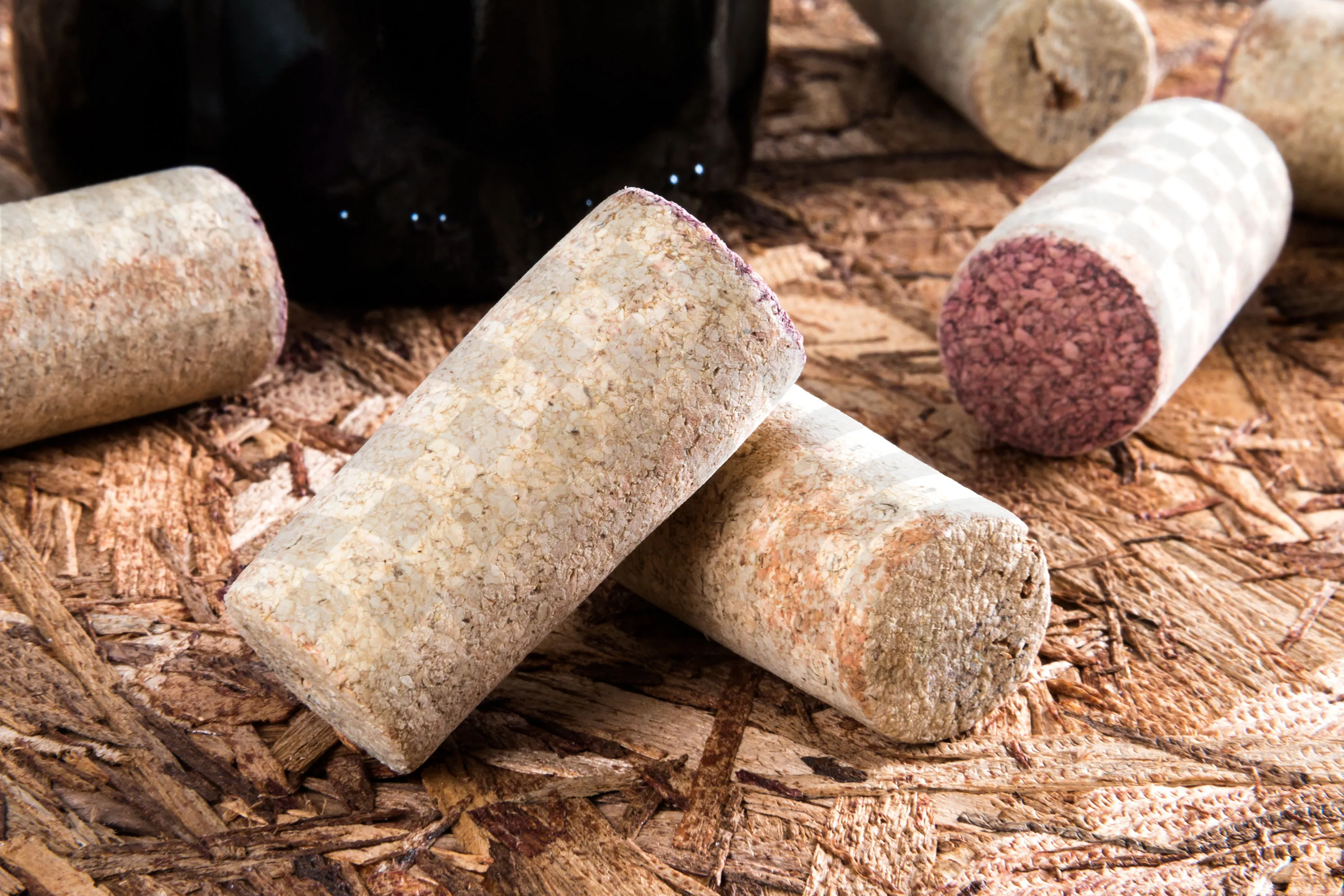 酒瓶木质瓶塞品牌Logo设计效果图样机 Wine Corks Mockup插图(1)