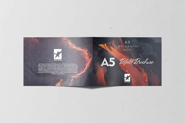 A5尺寸规格宣传册设计平铺视觉样机模板 Bi-Fold A5 Horizontal Brochure Mock-Ups Vol.1插图(13)