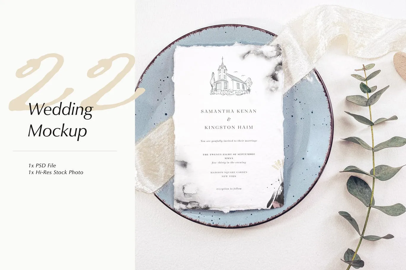 婚礼照片婚礼邀请函优雅风格设计样机像素设计精选模板v22 Wedding Photo Mockup 22