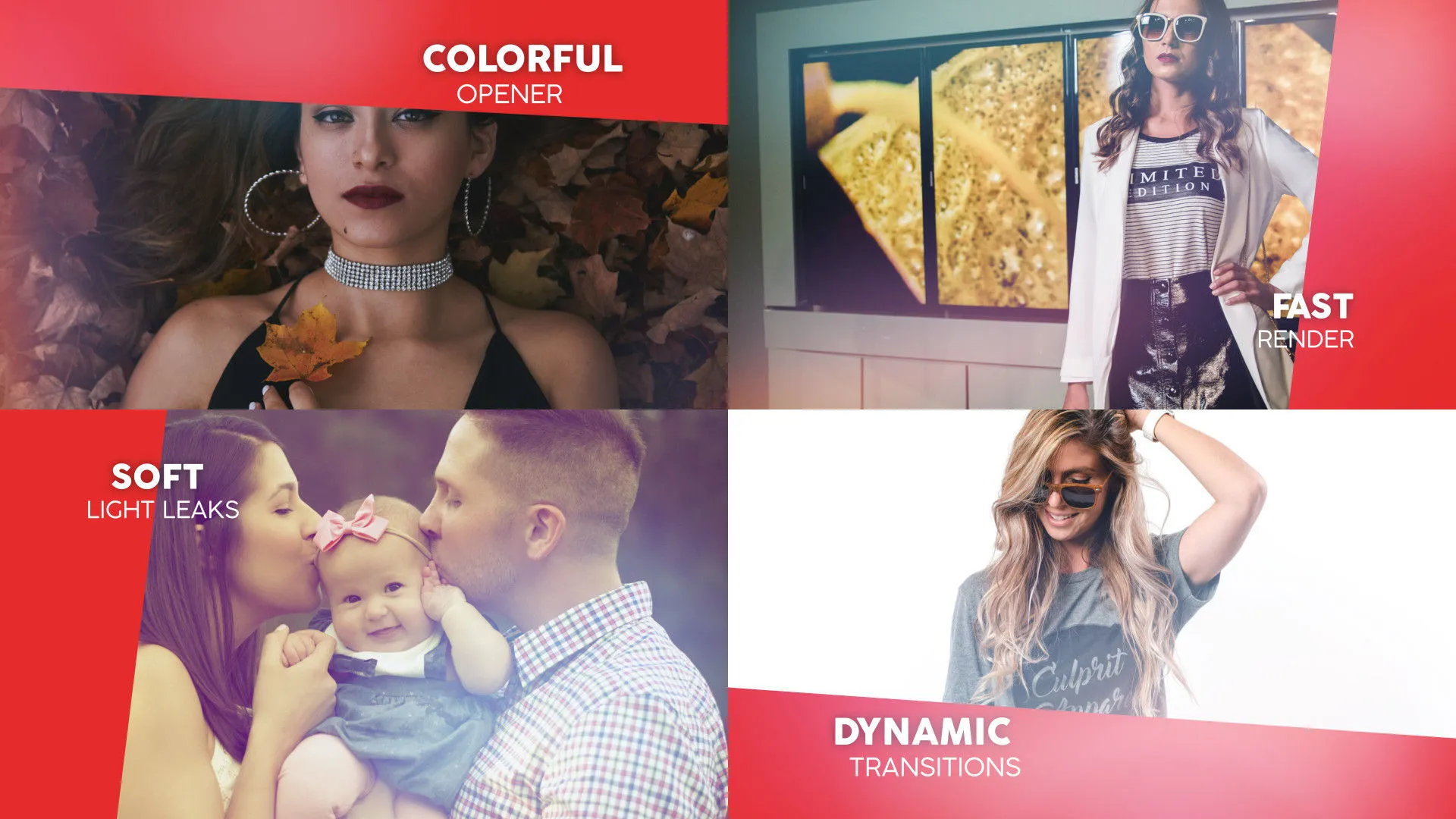 时尚的设计和柔和的漏光多彩开场白像素设计精选AE模板