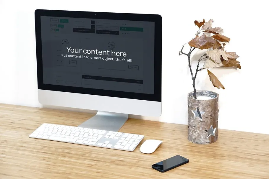 简易简约办公场景一体机电脑样机 Workspace Device PSD Mockup插图(8)