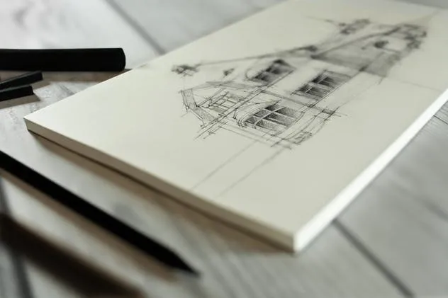 木炭笔&素描本艺术品展示样机 Charcoal & Sketch Mockup插图(1)