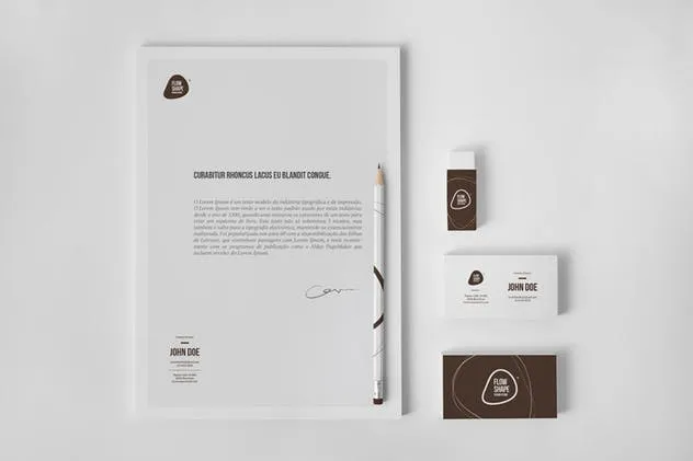 简约时尚多种尺寸名片/A4纸样机模板 Multi-dimension Branding / Identity Mock-up 4插图(2)