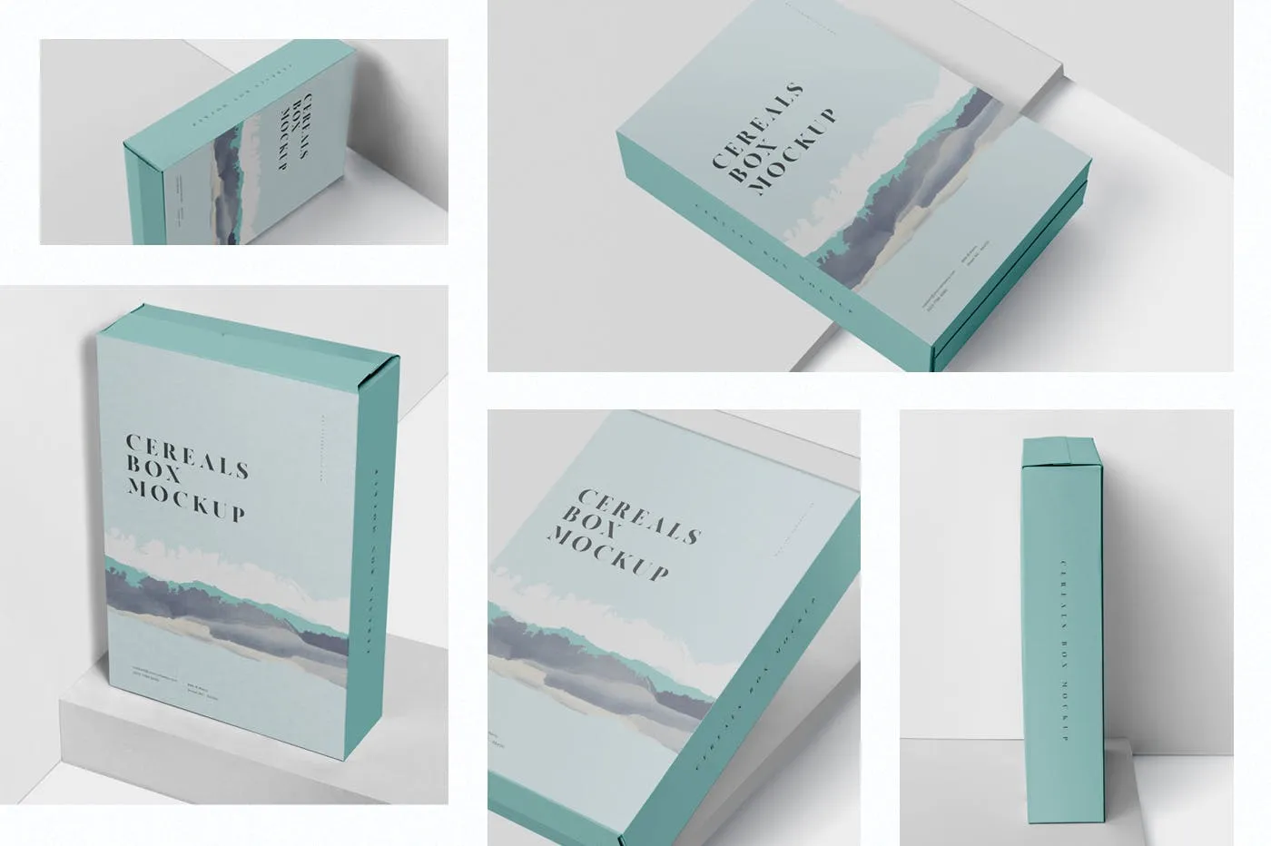 大尺寸麦片盒包装外观设计素材库精选 Cereals Box Mockup – Big Size in Rectangular Shape插图(1)