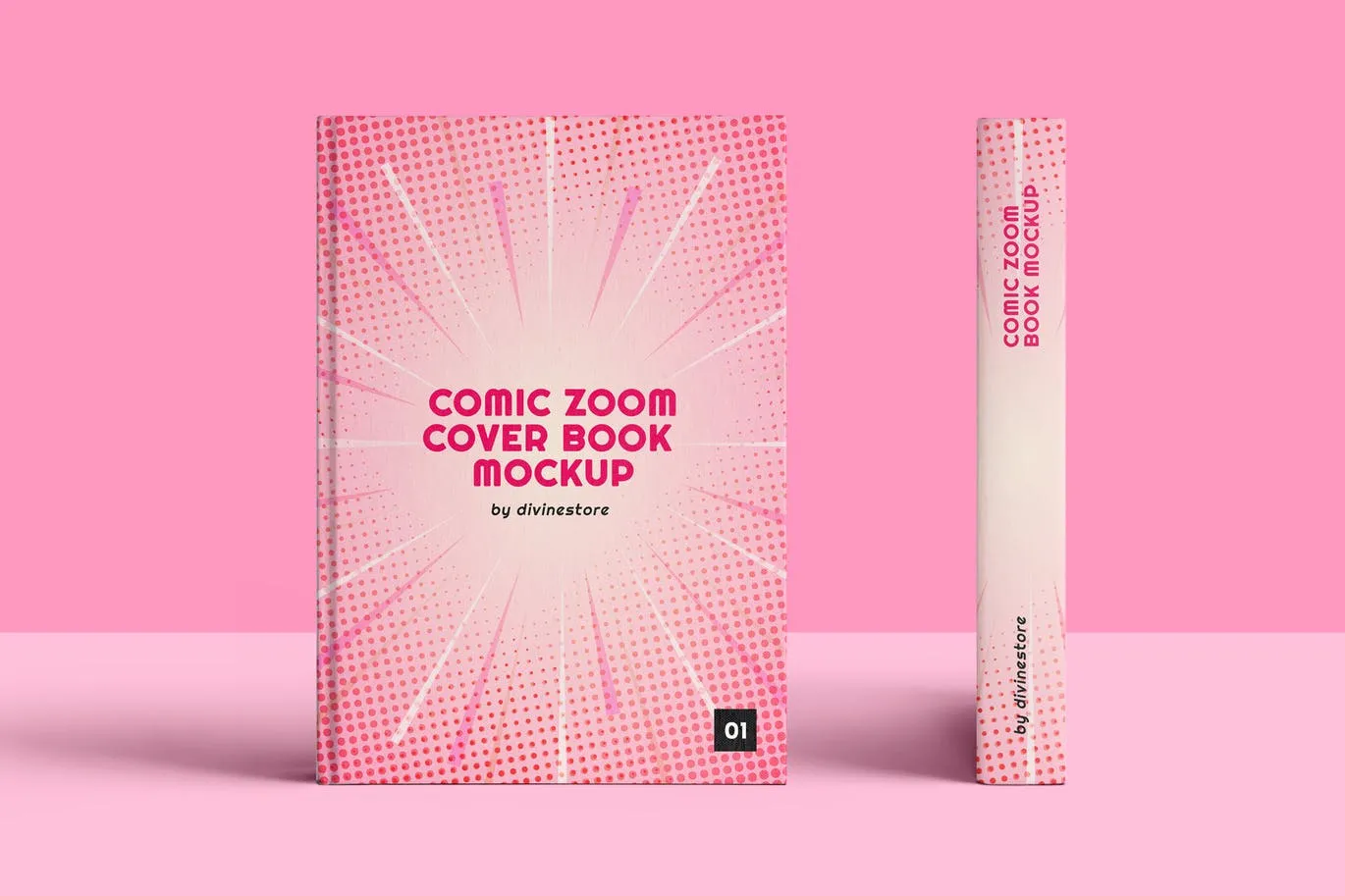 漫画变焦效果图书封面设计效果图样机模板 Comic Zoom Cover Book Mockup插图