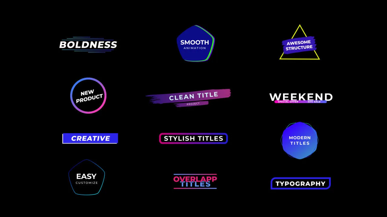 12个外观平滑的时尚创意标题像素设计精选AE模板